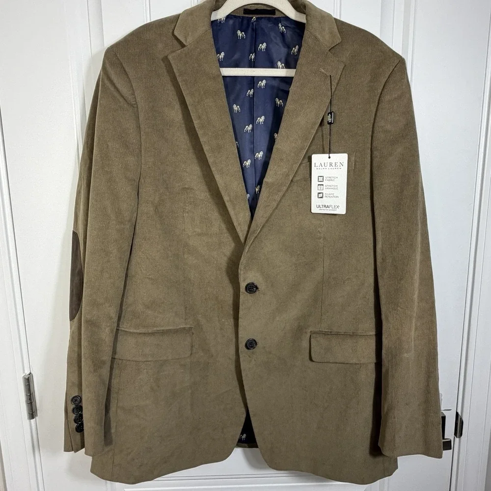 Lauren Ralph Lauren‎ Ultraflex Corduroy Sport Coat Blazer Brown 44L